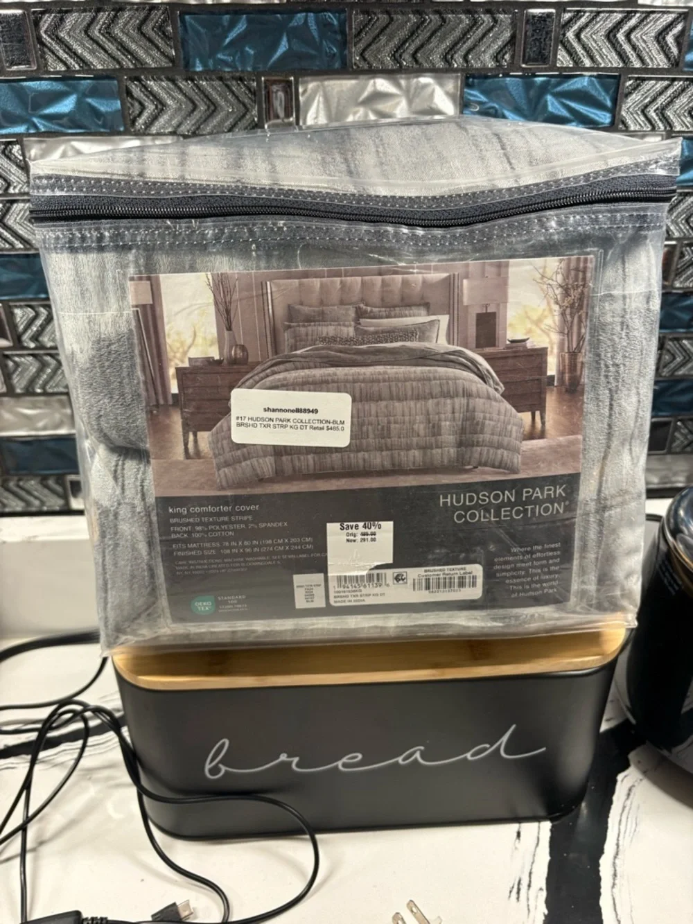 Hudson Jeans Hudson Park Collection Silver Gray Comforter Cover